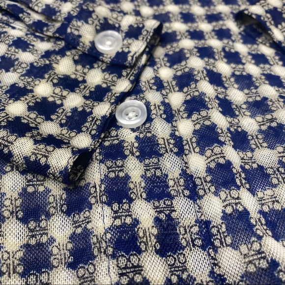 Cabi sheer navy check pattern button down shirt - Picture 8 of 16